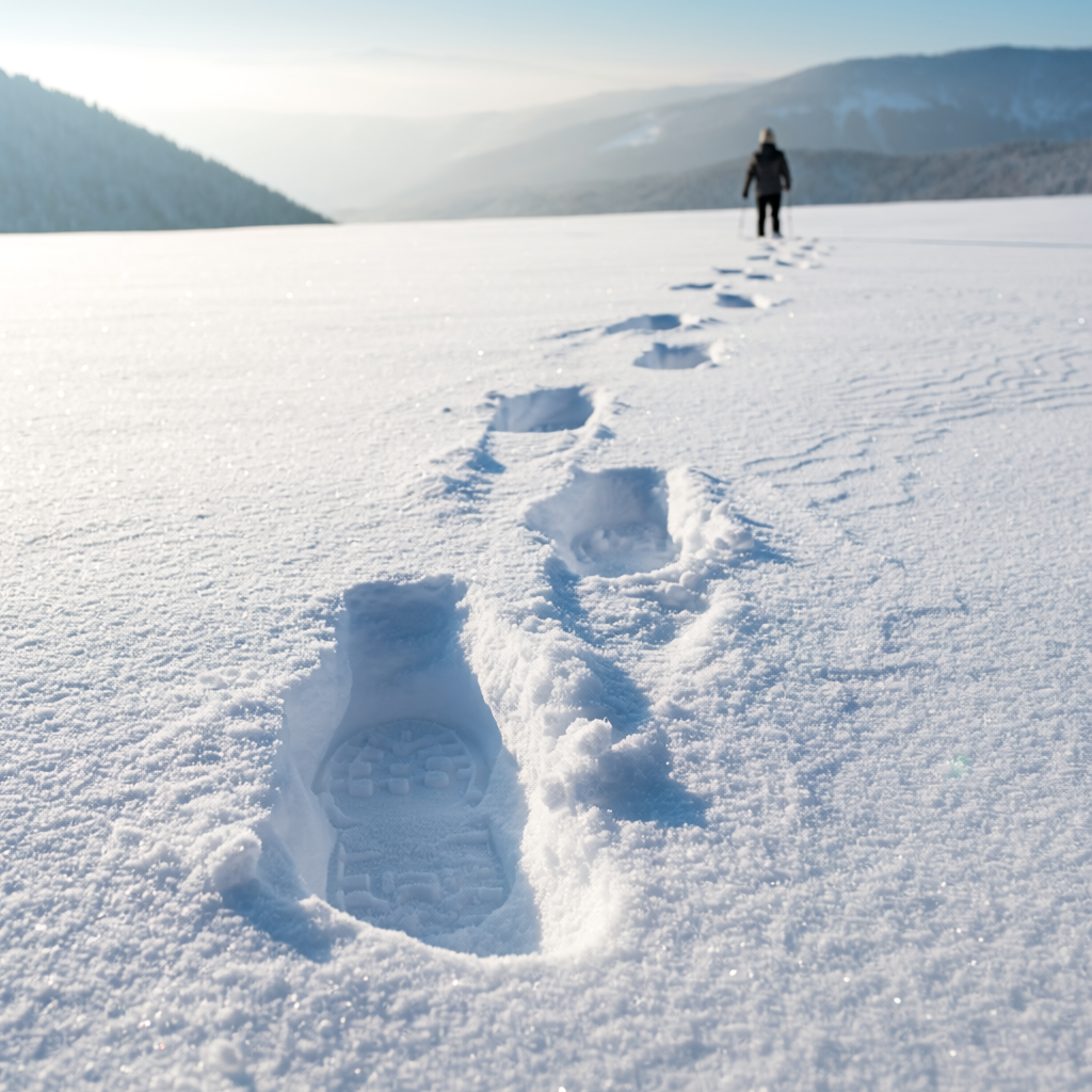 雪原の足あと